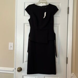 White House black market black sheath dress with peplum size 6. Belt.